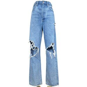 AGOLDE Riley Straight Jeans Light Wash High Rise Distressed 26